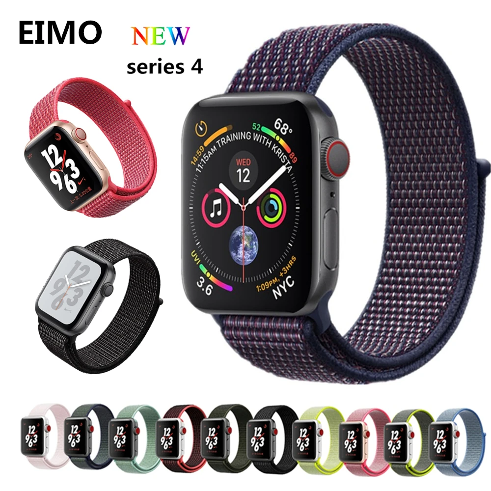 

Woven nylon Sport loop For Apple watch band 4 44mm 40mm Iwatch series 4 3 2 1 42/38mm breathable wrist bracelet lightweight belt
