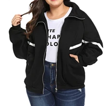 Женское пальто большого размера, свободная спортивная куртка с длинными рукавами, куртка на молнии, куртка размера плюс, топы для тренировок и бега, Женское пальто для улицы