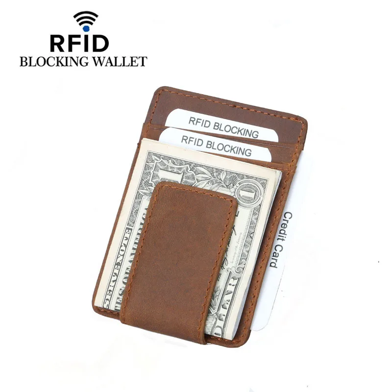 Новые Оригинальные кожаный волшебный кошелек кредитной держатель для карт RFID Блокировка передний карман тонкий футляры для идентификационных карт Для мужчин бумажник для визиток