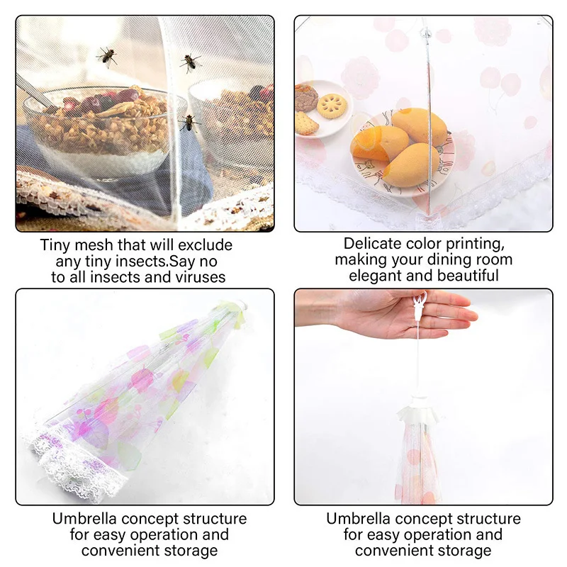 Складная раскрывающаяся сетка экран крышка для еды купольная палатка зонтик вещи для кухонного инструмента Аксессуары пищевой протектор белый