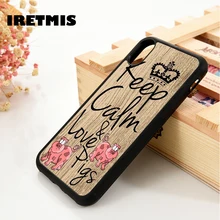 Iretmis 5 5S iPhone 6S 6S suave silicona caja del teléfono funda para el iPhone 7 8 plus X Xs X 11 Pro Max XR mantener la calma y amor cerdos lindo frase