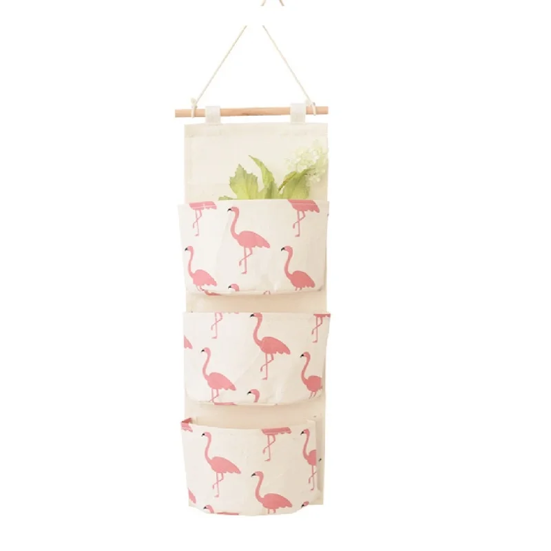 

Storage Bag Wall Mounted Animal Themed Simple Design Linen Makeups Storage Bag
