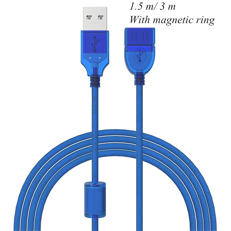 USB 2,0 кабель-удлинитель для мужчин и женщин USB кабели Удлинительный шнур с магнитным кольцом для ноутбука клавиатуры камеры