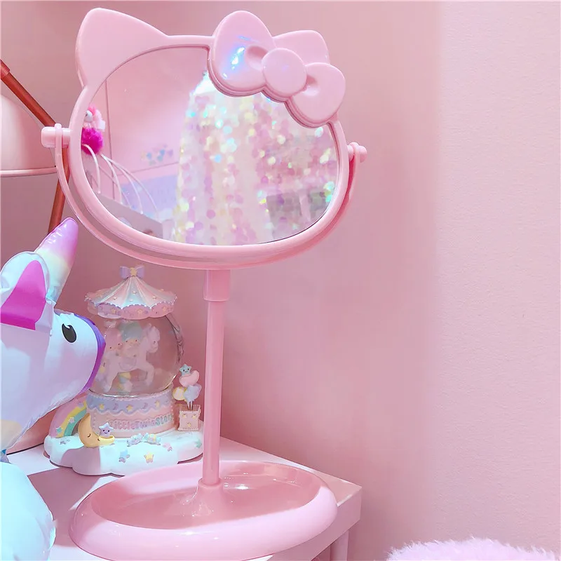  1pc Cute New pink cartoon Mirror Cartoon Make Up Desk Mirror for girls