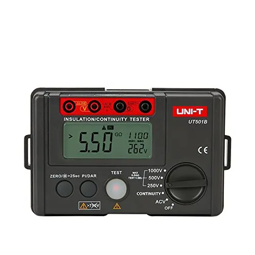 

UNI-T UT501B Insulation Tester Insulation Resistance AC Voltage PI DAR Meter 250V/500V/1000V 0%~10% Display Count 2000