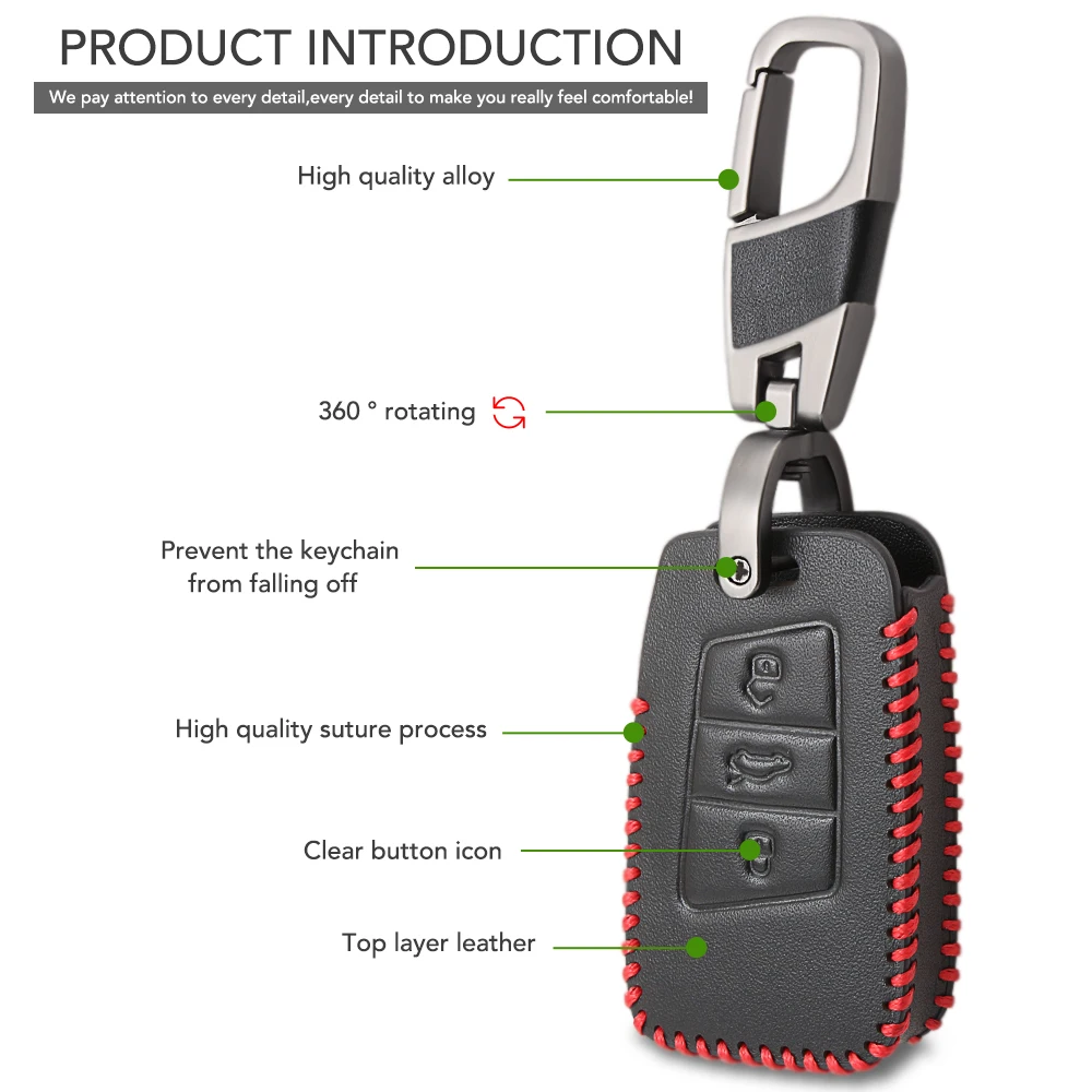 Чехол для автомобильного ключа из натуральной кожи для Volkswagen VW Tiguan MK2 Magotan Passat B8 CC для Skoda Superb A7