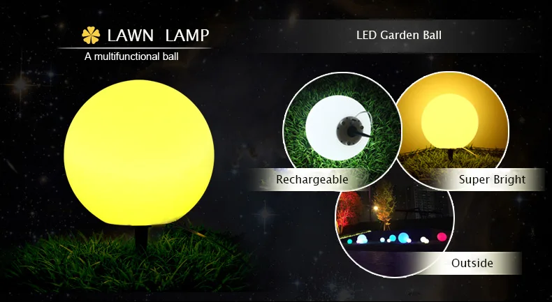 Luzes de Led com Controle Esféricas para Decoração de Jardim Gramado ao ar Noturna para Casa Sala de Jantar Iluminação de Natal Remoto Lâmpadas Livre Luz 4 Cheap Luminárias gramado