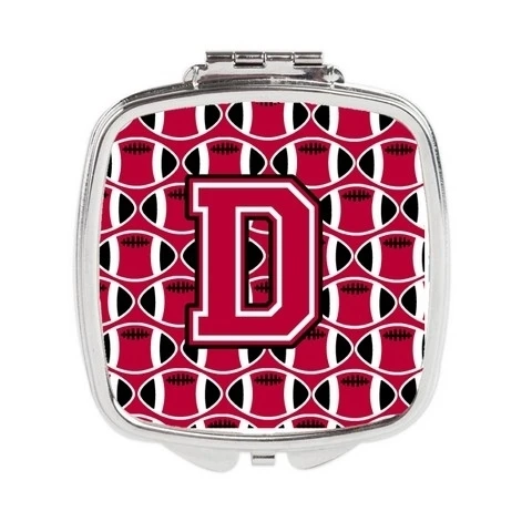 Carolines Treasures CJ1079-DSCM Letter D Football Crimson & White Compact Mirror (1)