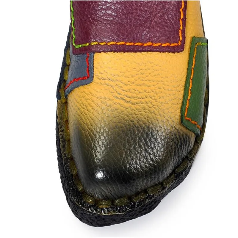 MVVJKE/Женская обувь ручной работы; женские мокасины из натуральной кожи; лоферы; мягкая Нескользящая разноцветная Повседневная обувь; женская обувь на плоской подошве