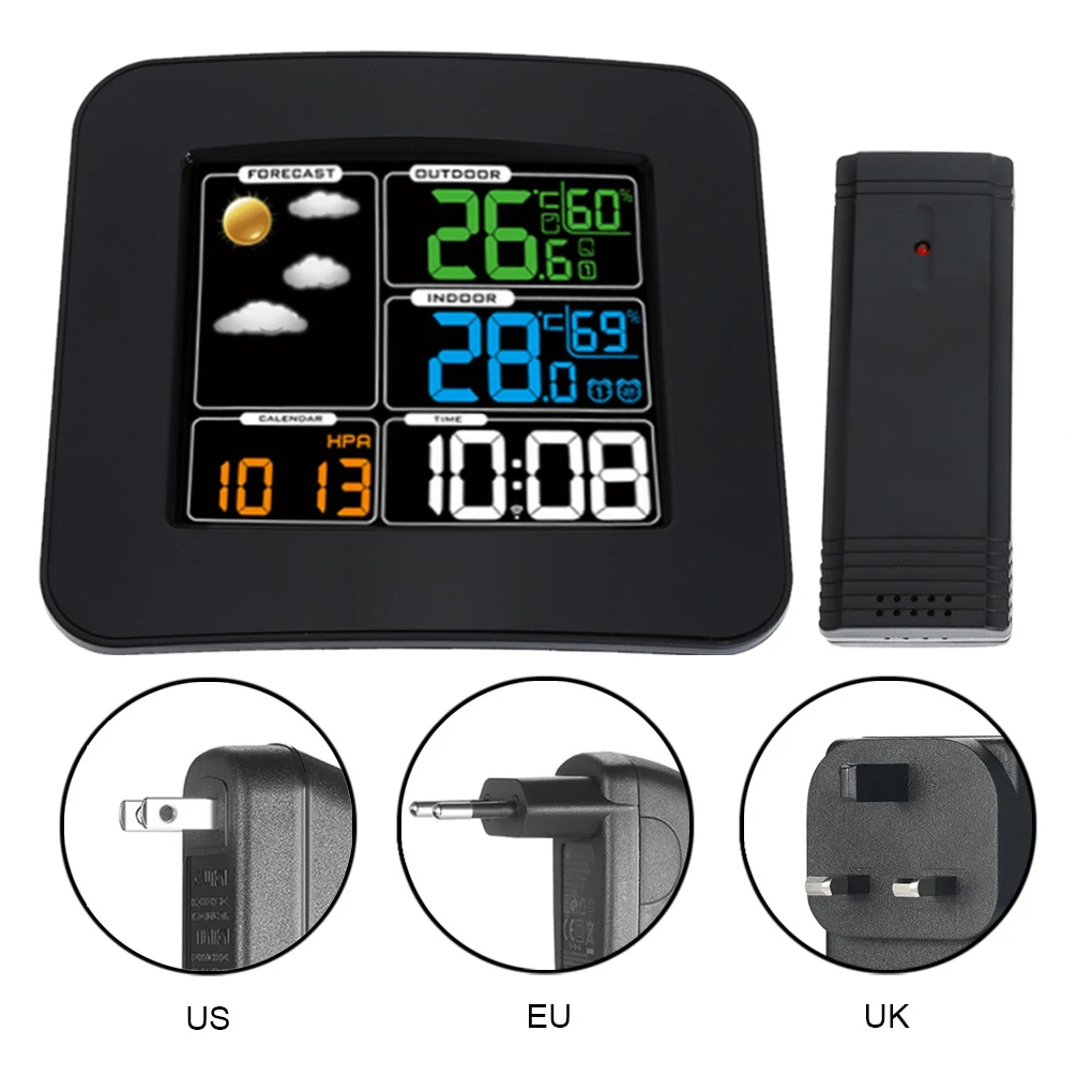 

Color Weather Station Wireless Thermometer Hygrometer Clock Forecast Meter Digital In/Outdoor Temperature Humidity Barometer