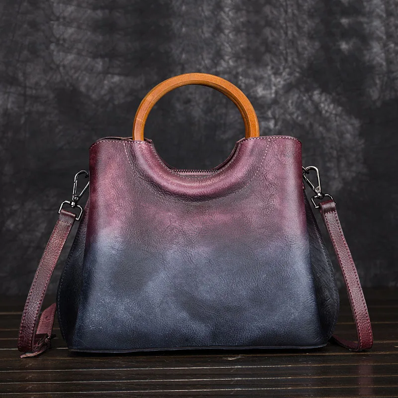 Женские сумки из натуральной кожи, женская сумочка через плечо, цветная квадратная винтажная сумка-мессенджер на плечо с ручкой сверху - Цвет: Black Purple