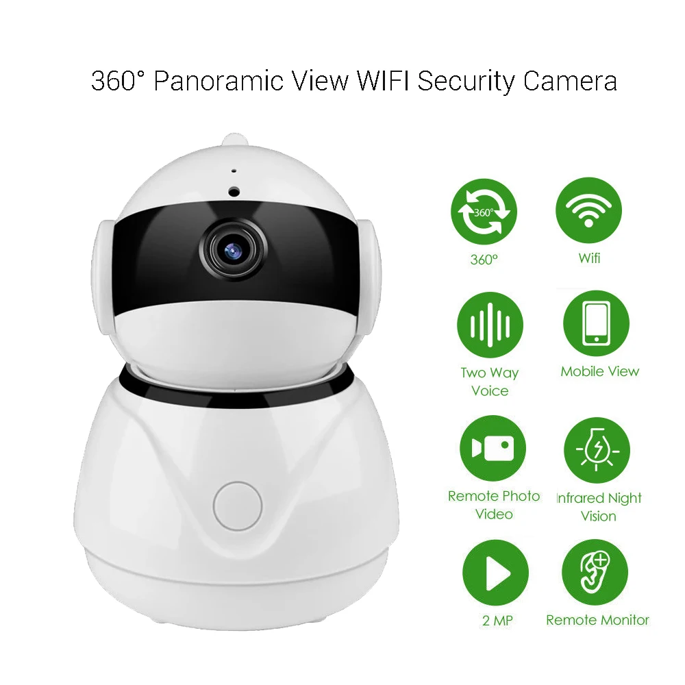 

WiFi Wireless Fish Eye IP Camera HD 1080P Video Security Panoramic 360 Degree Webcam Home Intercom Two Way Audio Baby Monitor