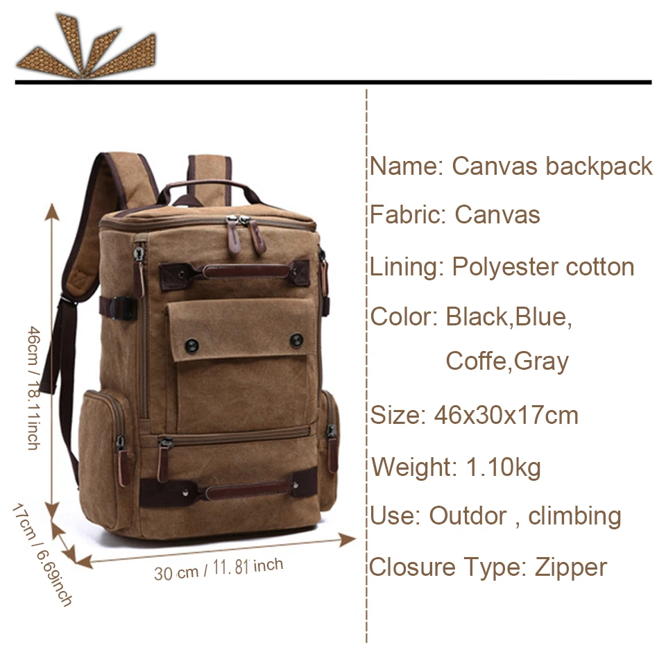 الرجال على ظهره 15.6 ''17'' محمول الظهر قماش الظهر في الهواء الطلق السفر قدرة كبيرة الأمتعة Bagpack الذكور حقيبة مدرسية حزمة