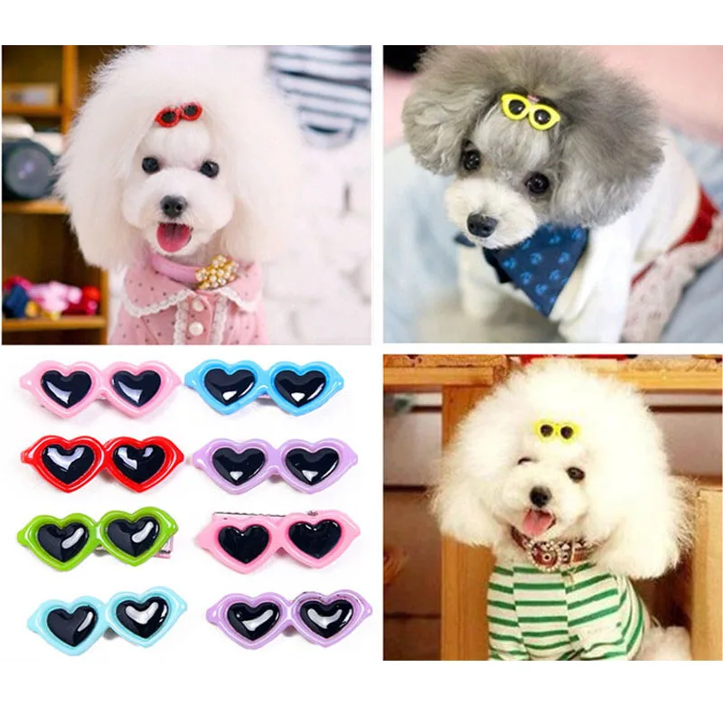 

10 Pcs/set Cute Pet Sunglass Hairpin Grooming Accessories Colorful Cats Dog Bows Headdress clip Pet Dog Bow Hair Pin