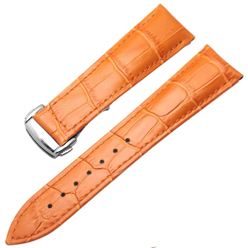 Ремешки для наручных часов 20 мм 22 пояса из натуральной кожи Смотреть Band чёрный; коричневый оранжевый ремень для часов Замена интимные аксессуары