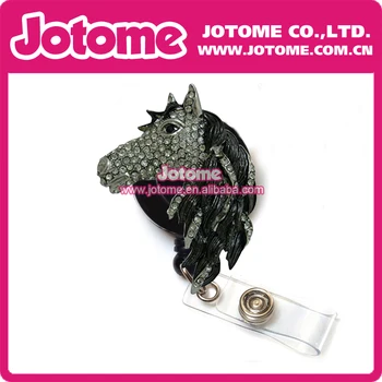 

Classical Horse Rhinestone Crystal Animal Rhinestone Retractable Badge Reel/ ID Badge Holder