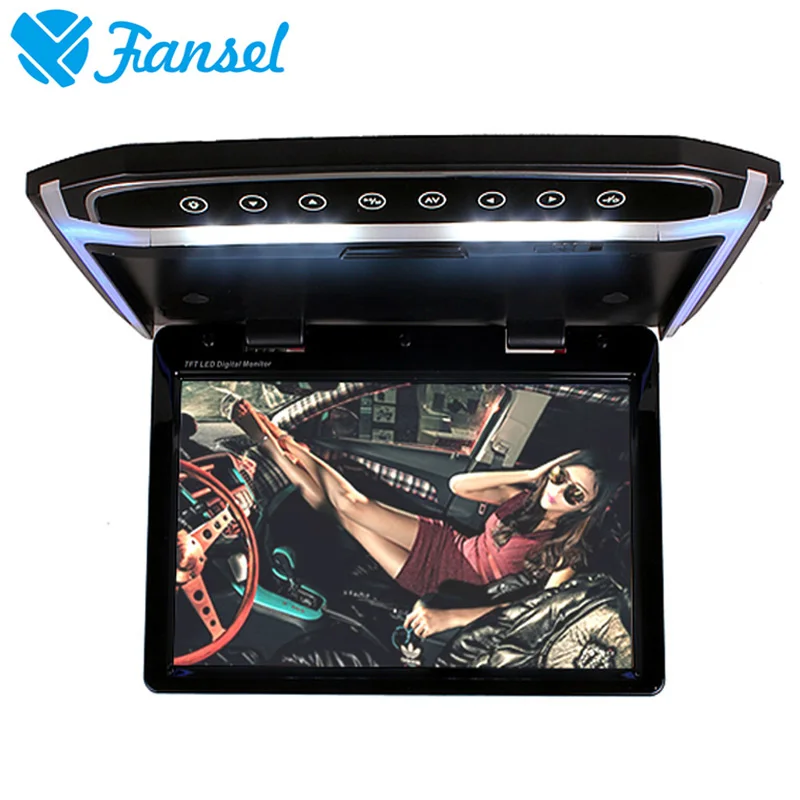 

Fansel 12.1 Inch Car Roof Monitor Ceiling Mount Flip Down Touch Button TFT LCD MP5 Player 1080P Video/FM Transmitter/HDMI/SD