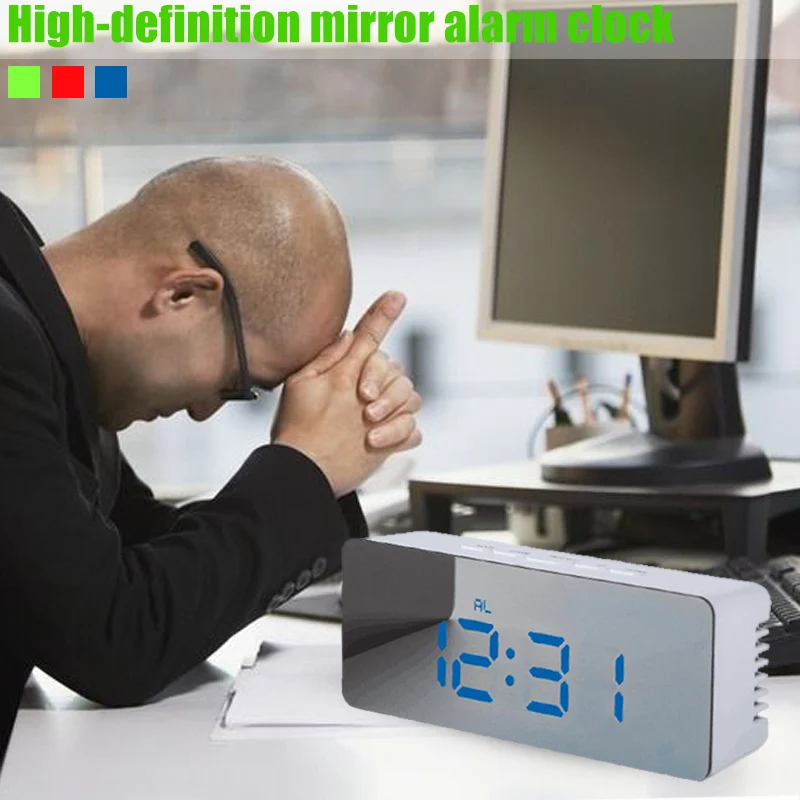 

Newly High Definition Multifunction Mirror LED Alarm Clock Digital Slilent Clock Home Office Decor MK