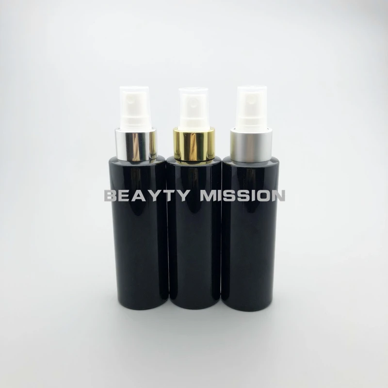 beauty-mission-100ml-48-pcs-lot-black-mist-sprayer-pump-plastic-bottlesempty-pet-bottle-with-gold-silver-collar-spray-pump