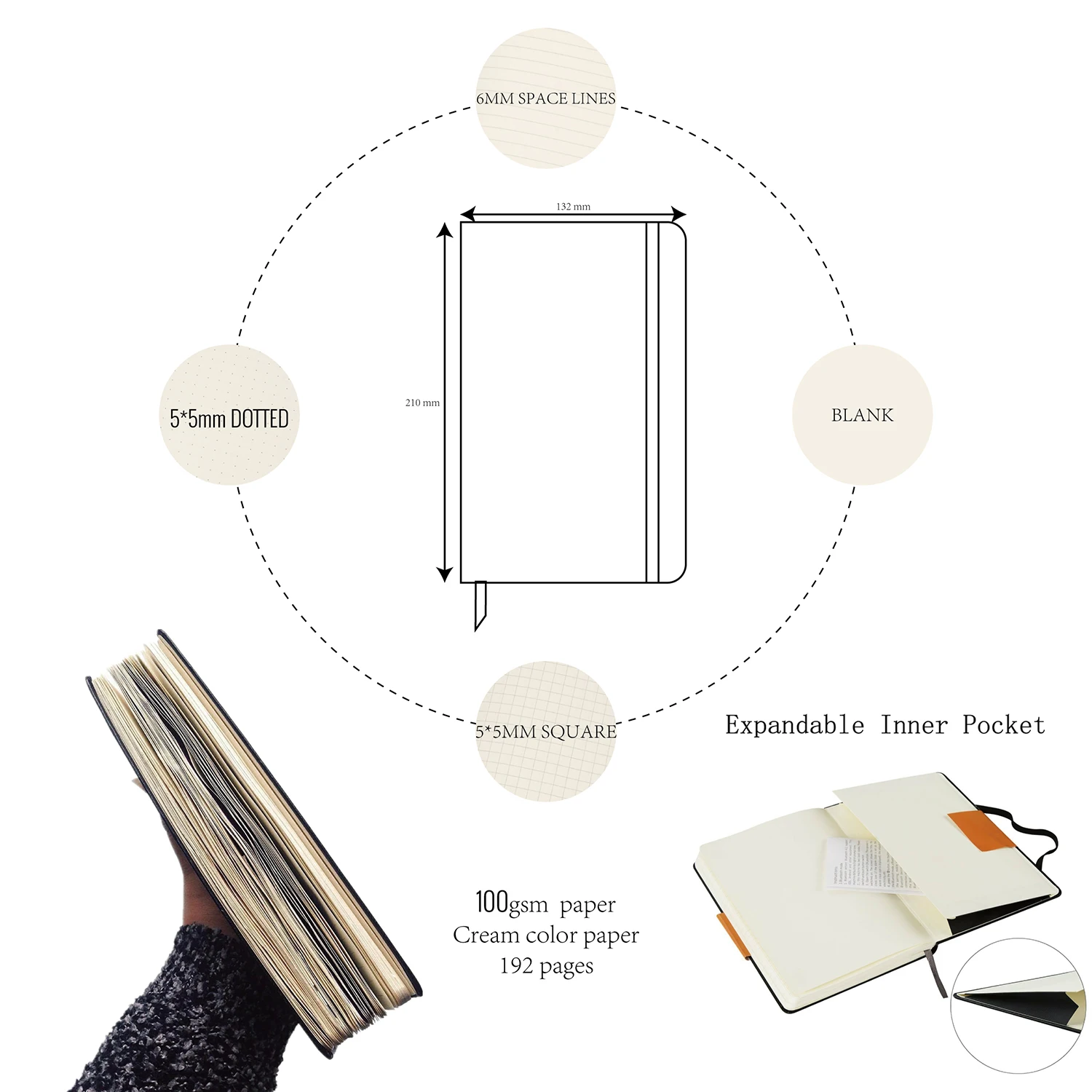 Billig LEGENDÄREN NOTEBOOK HARDCOVER KUGEL JOURNAL KUNST SKETCH GEPUNKTETE GRID SEITEN AUSGESCHLOSSEN PLATZ PLAIN 100GSM