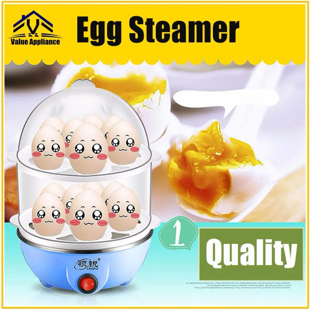 

High Quality Generic Multi-function Electric Egg Cooker up to 14 Eggs Boiler Steamer Cooking Tools Kitchen no water Auto off