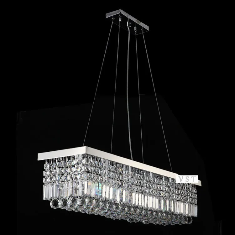 Прямоугольный K9 подвесные светильники для гостиной высокого качества из нержавеющей стали пять колец хрустальные люстры