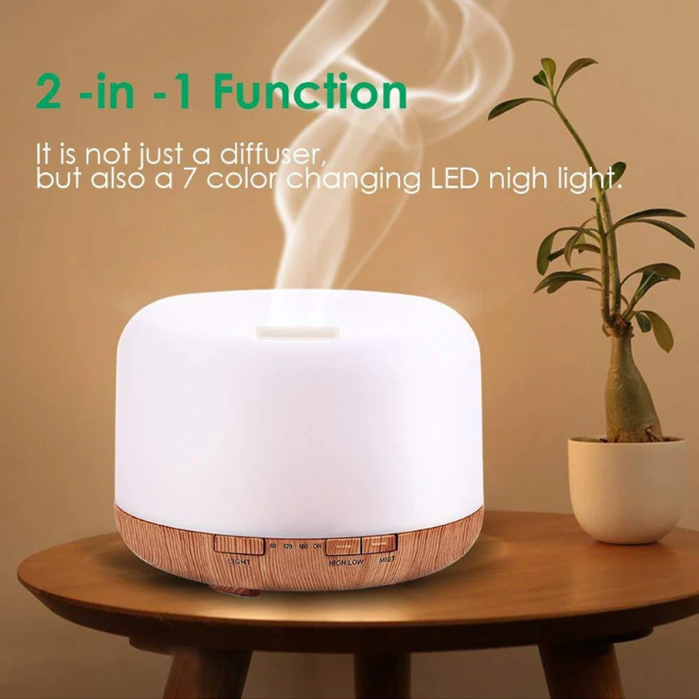 

500ml Humidifier Auto Shut Off Essential Oil Diffuser Cool Mist Humidifier maker fogger Air Humidifier Desk Home 7 color light