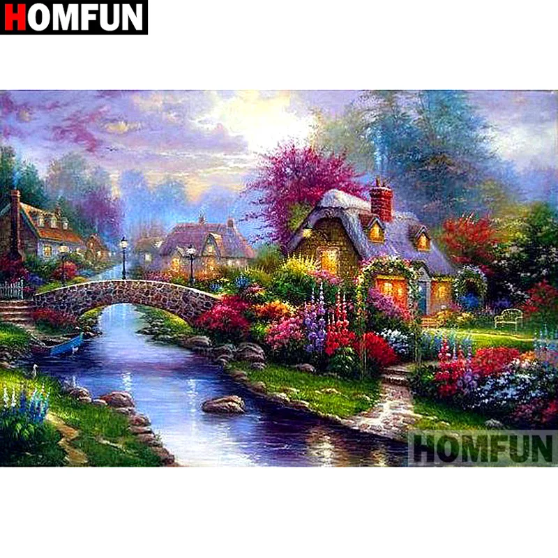 

HOMFUN Full Square/Round Drill 5D DIY Diamond Painting "Flower landscape" Embroidery Cross Stitch 3D Home Decor Gift A16940