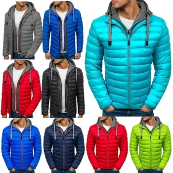 

Plus Size Mens Fashion Autumn Winter Men Coat Hooded Jacket Puffer Cotton Coat Casual Zipper Hoodies Mens Overcoats Clothing