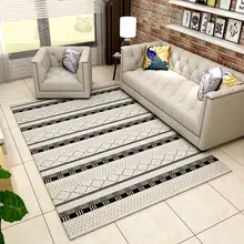 Прямоугольный большой ковер черный белый плед полосатый гостиная современный геометрический домашний коврик