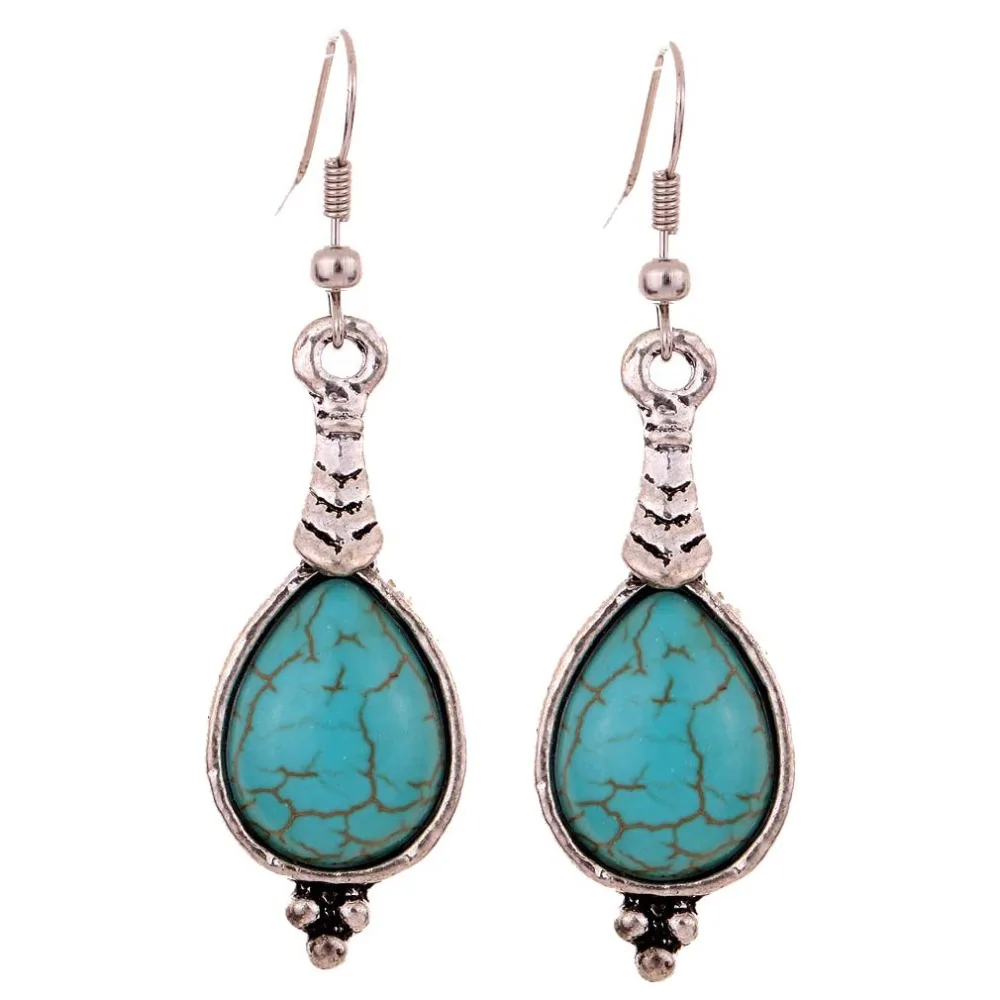 

High Quality Rhinestone Howlite Dangle Earrings For Women Marbled Natural Stone Drop Earrings