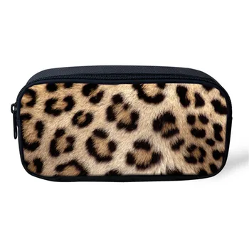 

THINK Leopard Print Women Make up Bag Zebra-stripe Toiletry Bag Kids Pen Pouch for Child School Supplies Customize Pencilcase