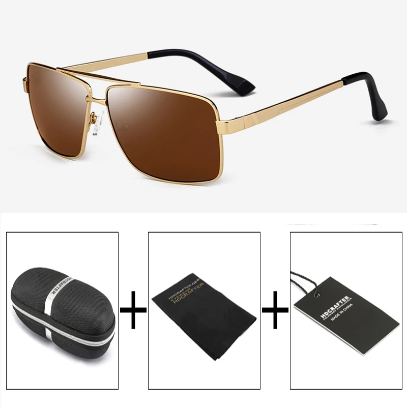 HDCRAFTER, солнцезащитные очки, мужские, поляризационные, Ретро стиль, фирменный дизайн, UV400, высокое качество, для вождения, солнцезащитные очки для мужчин, zonnebril mannen - Цвет линз: gold