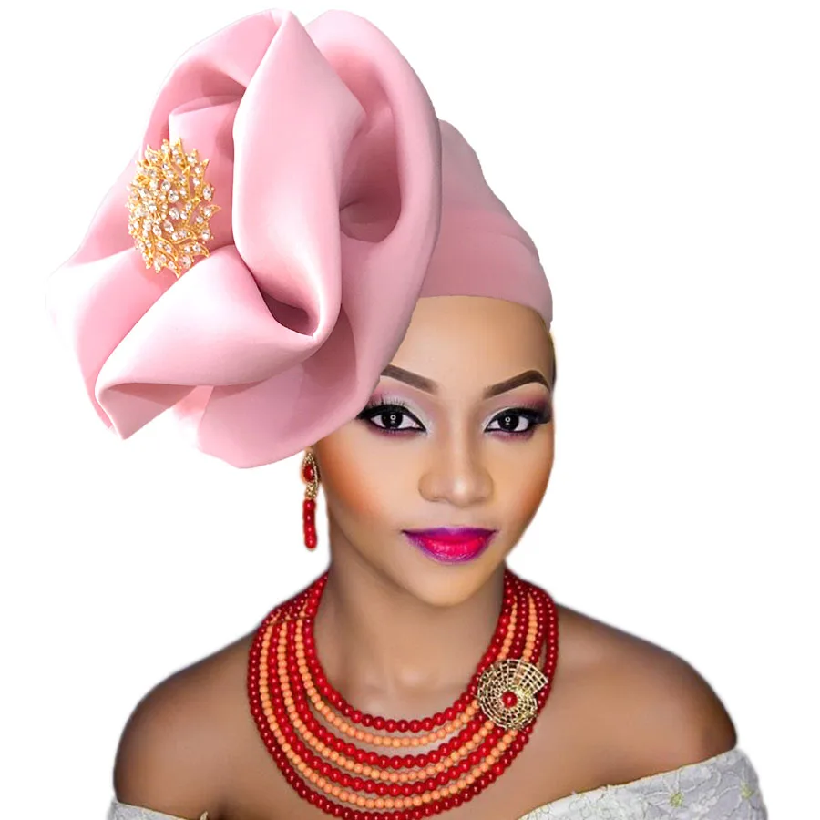 

Party auto gele hat african head wraps for black woman wedding african headtie already tied african turban hat