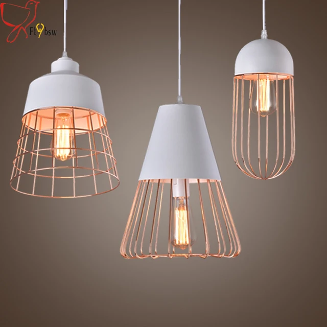 Vintage Iron Net Pendant Lights Black White Rose Gold Retro Birdcage Vintage Iron Net Pendant Lights Black White Rose Gold Retro Birdcage Lamp