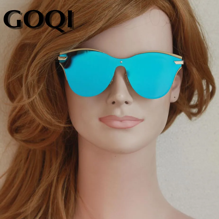 GOQI знаковые стильные женские кошачьи глаза Самые Модные поляризованные синие светящиеся линзы солнцезащитные очки, праздничные Большие размеры женские солнцезащитные очки