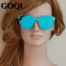 GOQI знаковые стильные женские кошачьи глаза Самые Модные поляризованные синие светящиеся линзы солнцезащитные очки, праздничные Большие размеры женские солнцезащитные очки
