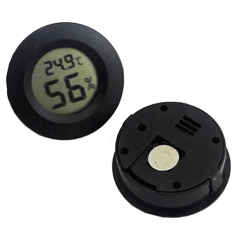 1pc Black New Round Digital Cigar Humidor Temperature Hygrometer Thermometer Tool