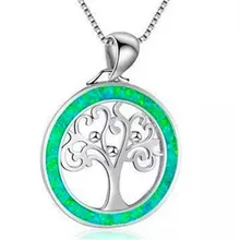 Новая мода огненный опал Дерево жизни Подвески ожерелье s женское Бохо чокер колье классика океан пляжные украшения Рождественский подарок