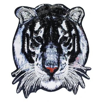 

10pieces Large Sequin Lion Head Back Patches Steampunk Applique for Jacket Clothes Decorated Sewing Apparel Accessories TH1146