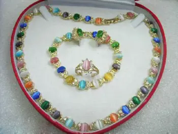 

Opal Necklace Bracelet Earrings Ring Women Costume Jewelry Sets Ladies Gifts New