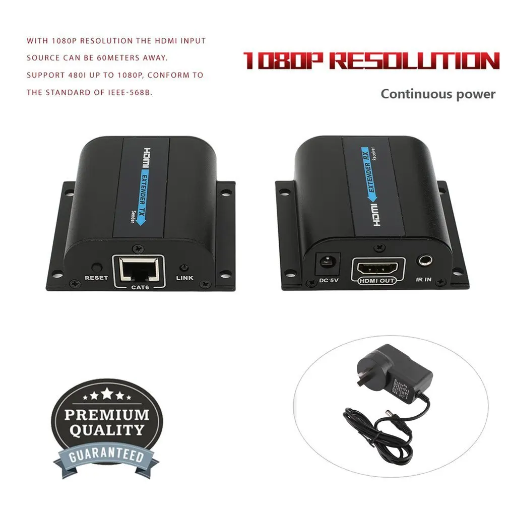 

1080P HD 3D IR HDMI Extender Adapter HDMI Sender Receiver With Single LAN RJ45 CAT5e CAT6 7 60M Cable For TV For PS3/4