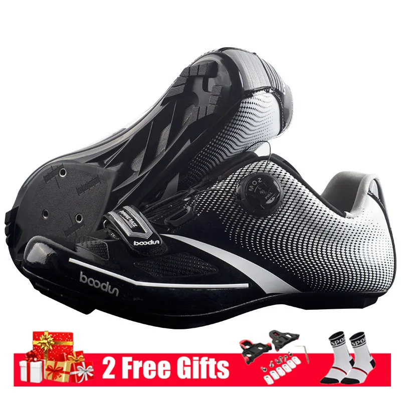 Black Road Shoes BOODUN Мужская велосипедная обувь, обувь для шоссейного велосипеда, обувь для горного велосипеда, светоотражающие велосипедные кроссовки, обувь для триатлона, гоночная обувь - Цвет: Black Road Shoes