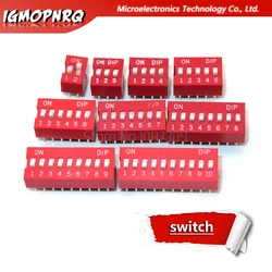 10PCS Slide Type DIP Toggle Switch - Red Snap Design, Multi - Position 2.54mm Pitch (4Way)