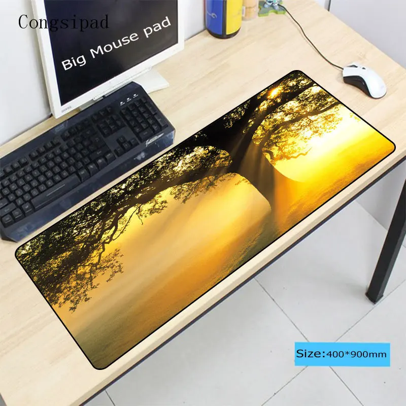 Congsipad Sunshine Rays and flowers Tree Large Gaming Locking Edge Keyboard Mouse Mat Gaming Mousep