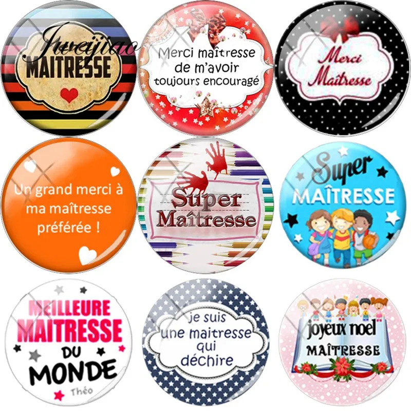 JWEIJIAO 5 шт./лот Merci Super Maitresse DIY стеклянный кабошон купольные подвески для