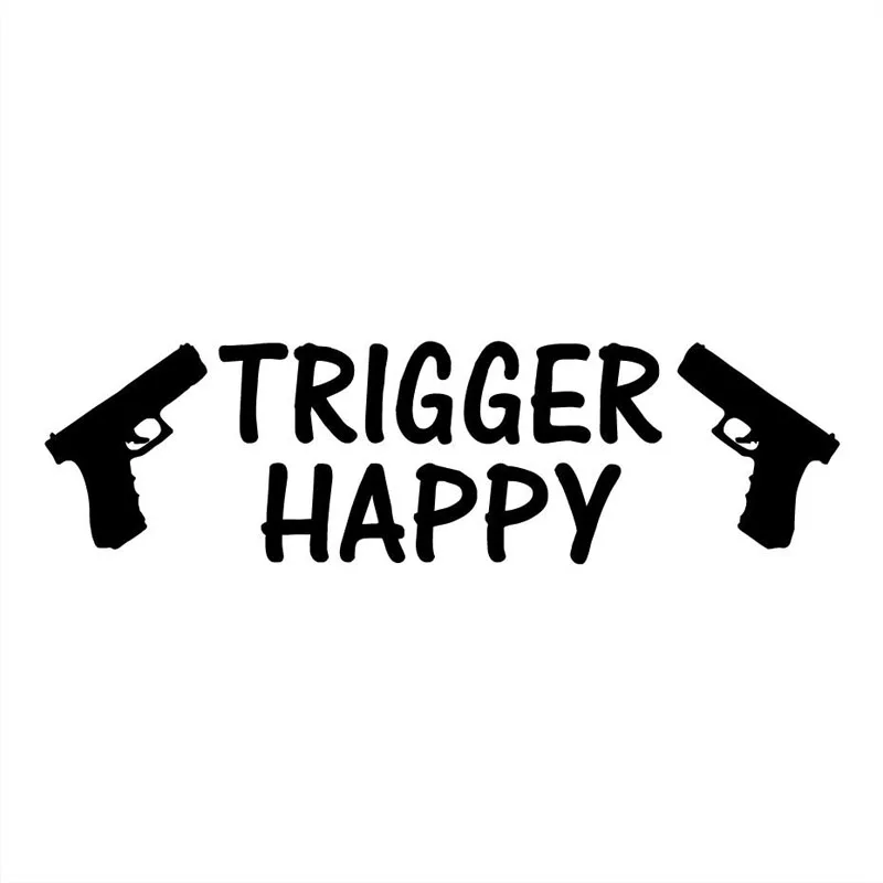 20X5.6CM TRIGGER HAPPY Cartoon Gun Truck Redneck Vinyl Decal Motorcycle