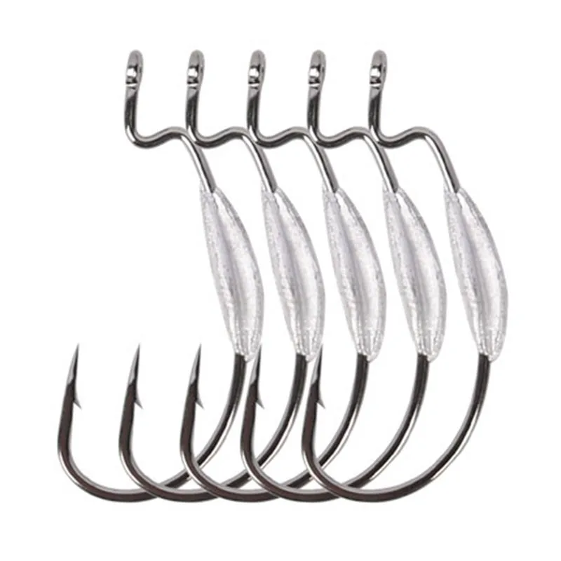 

5pcs/bag fishing hook With lead Crank Hook Barbed Hook High Carbon Steel Lure Soft Bait Fish hook Fishing Tackle