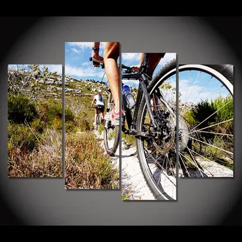 

Framework Pictures Home Decor Living Room 4 Panel Bicycle Motocross HD Printed Modern Canvas Painting Wall Art Modular Poster