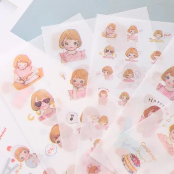 

6 pcs/pack Lucky Girls Decorative Stickers Adhesive Stickers DIY Decoration Diary Stationery Stickers Children Gift